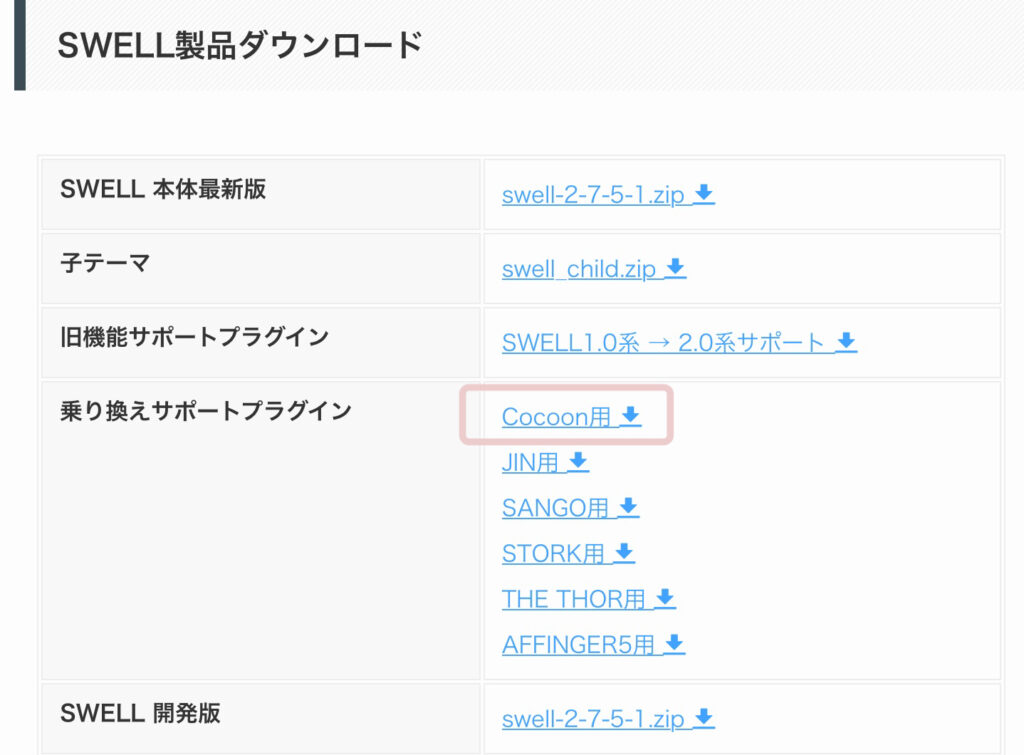 SWELL乗り換えサポートプラグインインストール